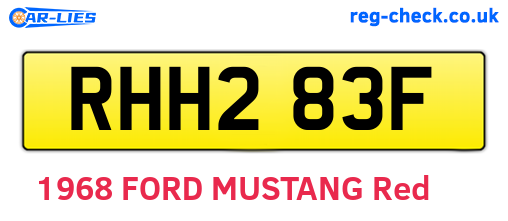 RHH283F are the vehicle registration plates.