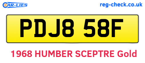 PDJ858F are the vehicle registration plates.