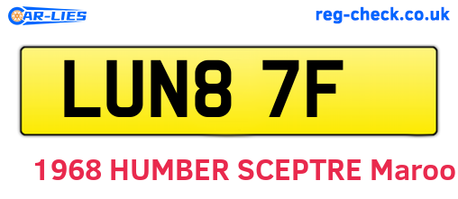 LUN87F are the vehicle registration plates.