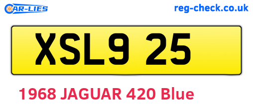 XSL925 are the vehicle registration plates.