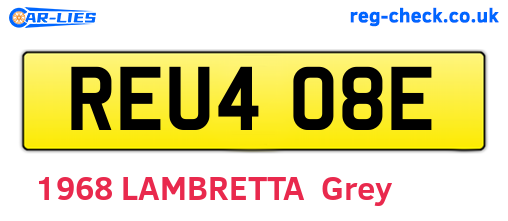 REU408E are the vehicle registration plates.