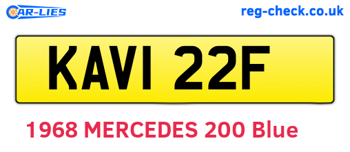 KAV122F are the vehicle registration plates.
