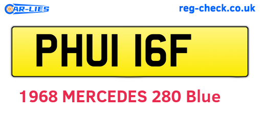 PHU116F are the vehicle registration plates.