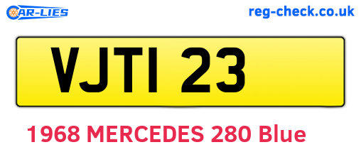 VJT123 are the vehicle registration plates.