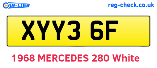 XYY36F are the vehicle registration plates.