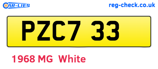 PZC733 are the vehicle registration plates.