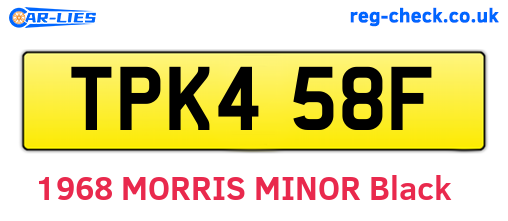 TPK458F are the vehicle registration plates.