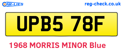 UPB578F are the vehicle registration plates.