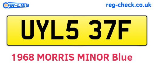 UYL537F are the vehicle registration plates.