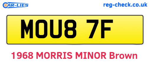 MOU87F are the vehicle registration plates.