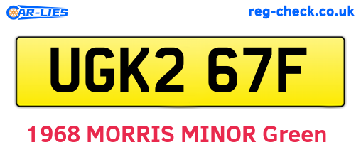 UGK267F are the vehicle registration plates.