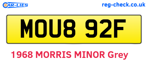 MOU892F are the vehicle registration plates.