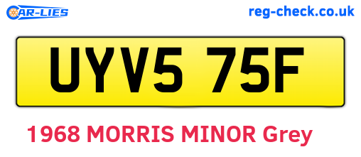 UYV575F are the vehicle registration plates.