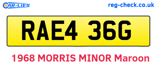 RAE436G are the vehicle registration plates.