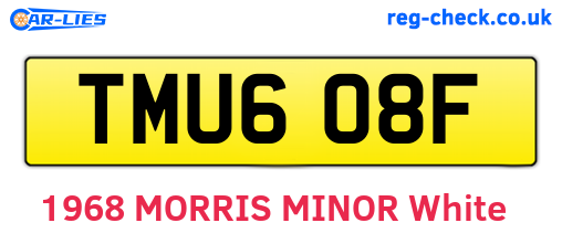 TMU608F are the vehicle registration plates.
