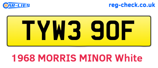 TYW390F are the vehicle registration plates.