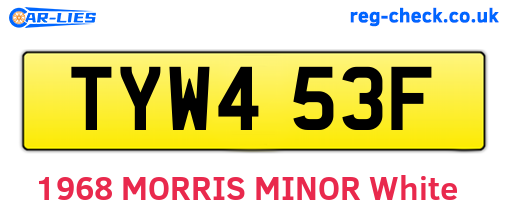 TYW453F are the vehicle registration plates.