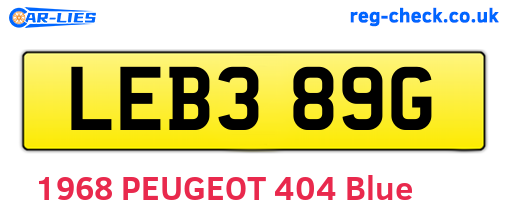 LEB389G are the vehicle registration plates.