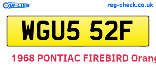 WGU552F are the vehicle registration plates.