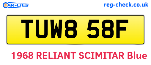TUW858F are the vehicle registration plates.