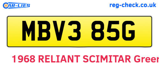 MBV385G are the vehicle registration plates.