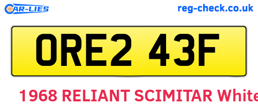 ORE243F are the vehicle registration plates.