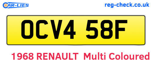 OCV458F are the vehicle registration plates.