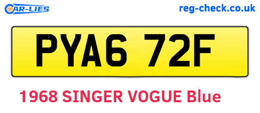 PYA672F are the vehicle registration plates.