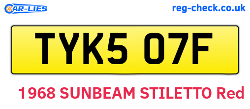 TYK507F are the vehicle registration plates.