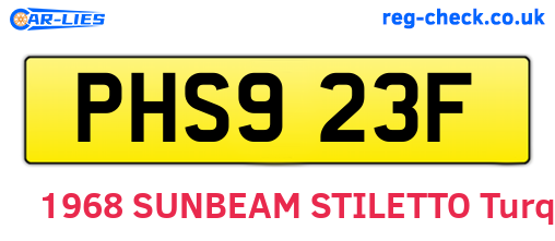 PHS923F are the vehicle registration plates.