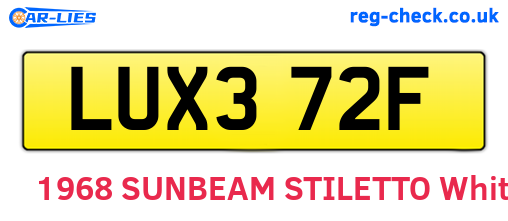 LUX372F are the vehicle registration plates.