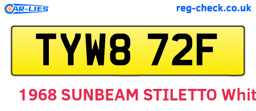 TYW872F are the vehicle registration plates.