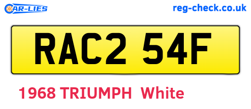 RAC254F are the vehicle registration plates.