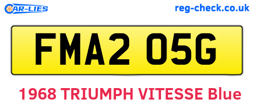 FMA205G are the vehicle registration plates.