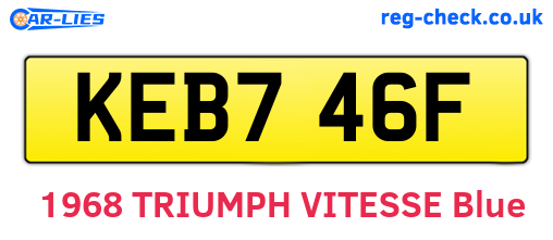 KEB746F are the vehicle registration plates.