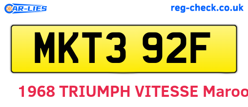 MKT392F are the vehicle registration plates.
