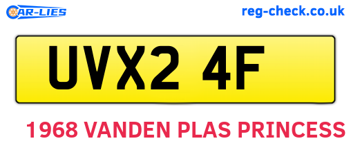 UVX24F are the vehicle registration plates.
