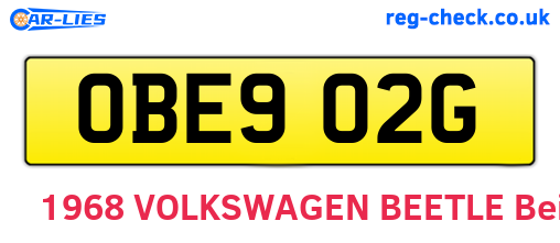 OBE902G are the vehicle registration plates.