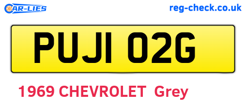 PUJ102G are the vehicle registration plates.