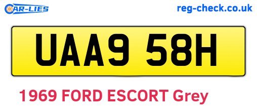 UAA958H are the vehicle registration plates.