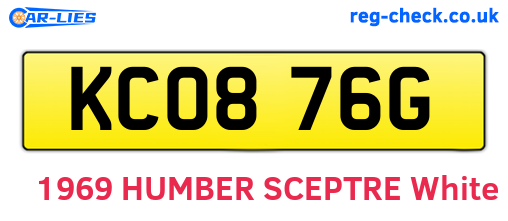 KCO876G are the vehicle registration plates.