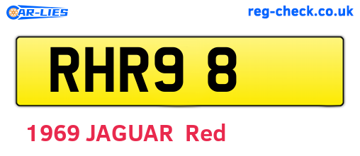 RHR98 are the vehicle registration plates.