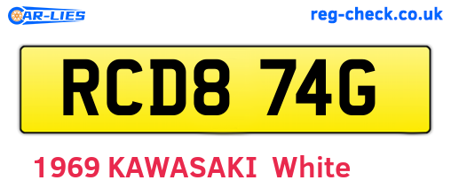 RCD874G are the vehicle registration plates.