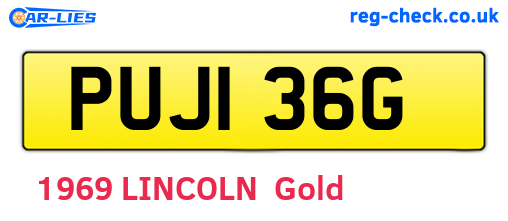 PUJ136G are the vehicle registration plates.