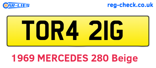 TOR421G are the vehicle registration plates.