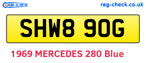 SHW890G are the vehicle registration plates.