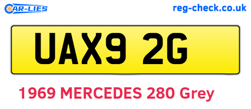 UAX92G are the vehicle registration plates.