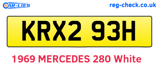 KRX293H are the vehicle registration plates.
