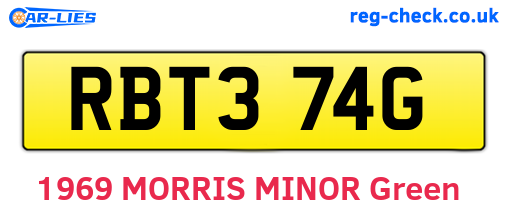 RBT374G are the vehicle registration plates.