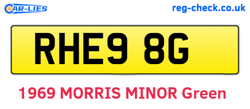 RHE98G are the vehicle registration plates.